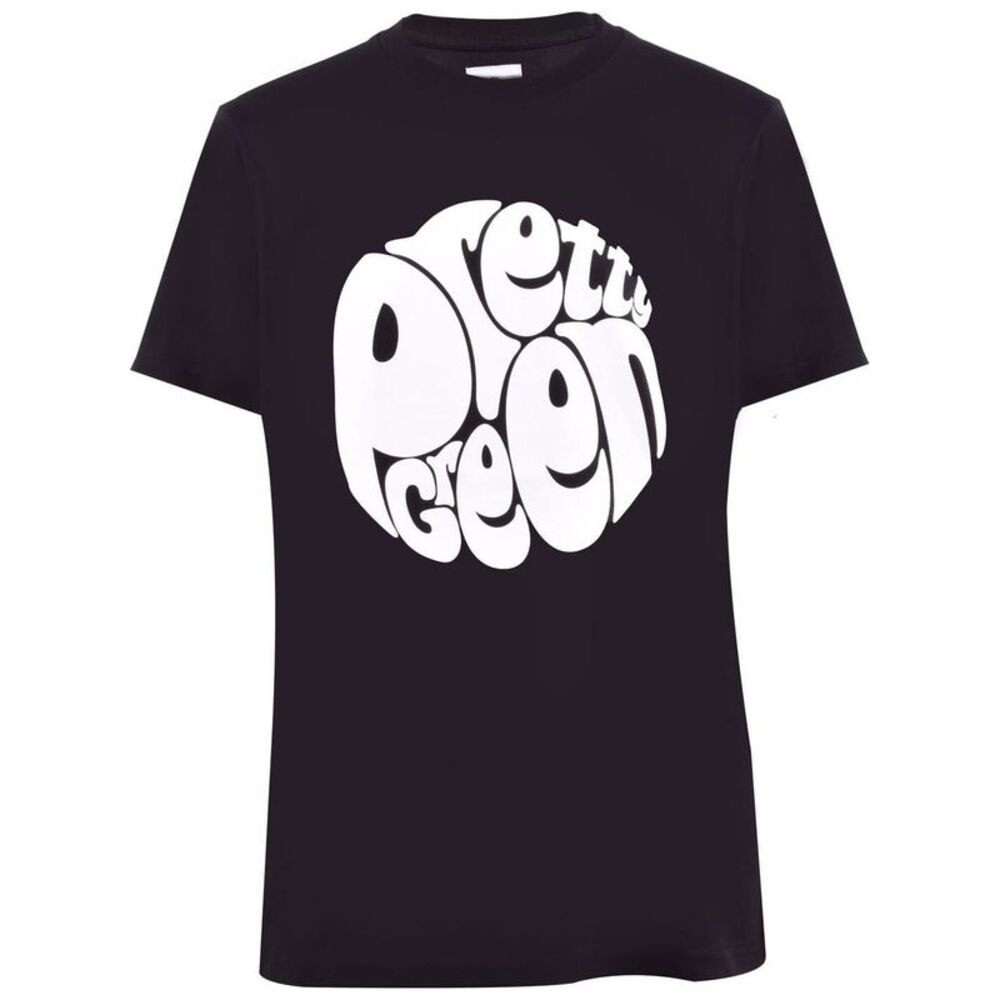 Pretty Green Mens Large Logo Crew Neck / Black